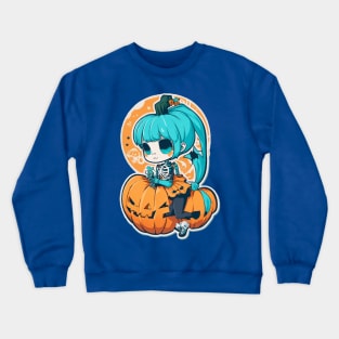 Halloween Skeleton Kawaii Girl Crewneck Sweatshirt